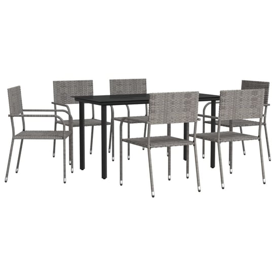 Meble ogrodowe polirattan 6 krzeseł + stół, szary/ Inna marka