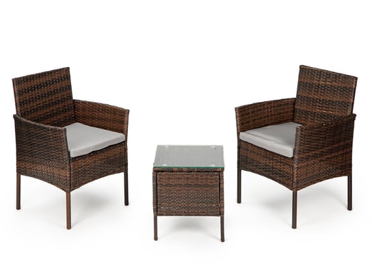 Meble ogrodowe zestaw kawowy stół krzesła 2x fotel ModernHome