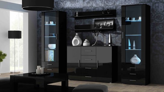 Meblościanka HIGH GLOSSY FURNITURE Simple, czarna, 252x192x41 cm High Glossy Furniture