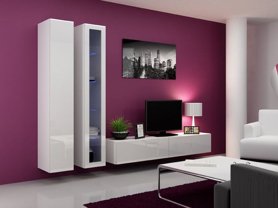 Meblościanka HIGH GLOSSY FURNITURE Vilalba, biała, 260x180x42 cm High Glossy Furniture