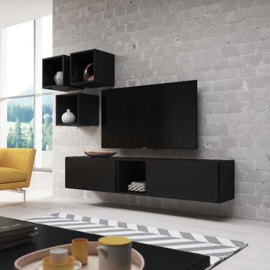 Meblościanka nowoczesna HIGH GLOSSY FURNITURE Rock, czarna, 180x39 cm High Glossy Furniture