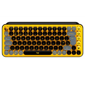 Mechaniczna bezprzewodowa klawiatura Logitech POP Keys z konfigurowalnymi klawiszami emoji, hiszpański układ QWERTY — żółta/czarna Logitech