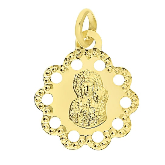 Medalik złoty Częstochowska w ażurowym kwiatku CB M-1255 próba 585 Sezam