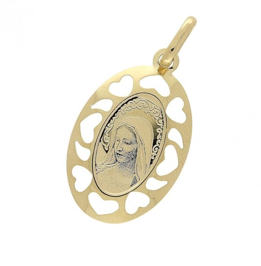 Medalik złoty z wizerunkiem Matki Boskiej Fatimskiej nr OS 204-IP82-40 laser próba 585 Sezam