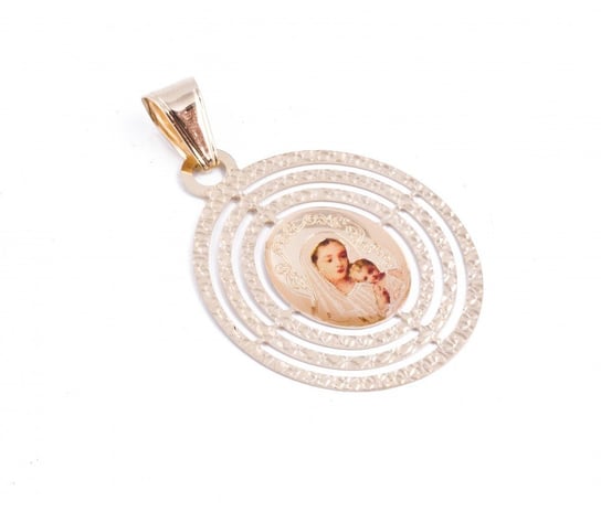 Medalik złoty z wizerunkiem Matki Boskiej z Dzieciątkiem emaliowany nr OS 204-MD15-18 Sezam