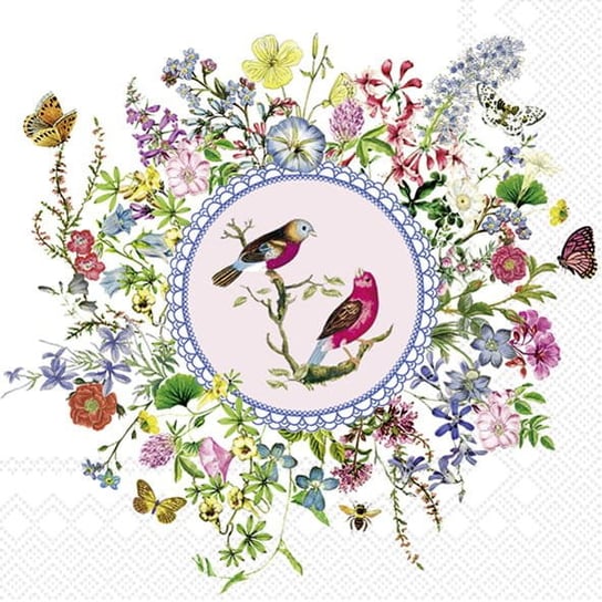 MEDALION serwetki ozdobne papierowe - 33x33 cm - kwiaty, ptaki, motyle Inna marka