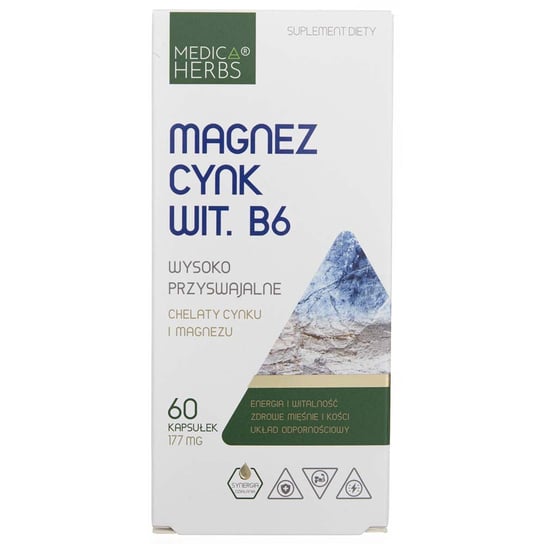 Medica Herbs Magnez Cynk Witamina B6 - Suplement diety, 60 kapsułek Medica Herbs