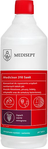 Medisept Mediclean 310 Sanit - Mycie Codzienne Sanitariatów, Zapach  Wiśnia Op. 1 L U Medisept