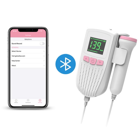 Medyczny detektor tętna płodu. Bluetooth, App BabtTone