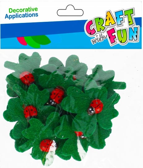 Mega Creative, Ozdoba dekoracyjna filcowa, samoprzylepna liść z biedronką, 501385 Craft With Fun