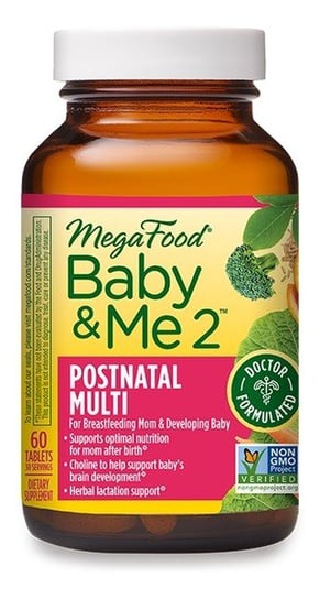 Mega Food Baby & me 2 postnatal multi wsparcie poporodowe dla mamy i dziecka suplement diety 60 tabletek Mega Food