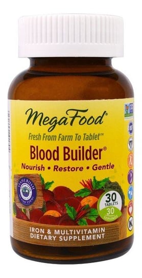 Mega Food Blood Builder suplement pomagający utrzymać prawidłowy poziom Żelaza we krwi suplement diety 30 tabletek Mega Food