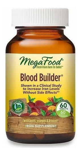Mega Food Blood Builder suplement pomagający utrzymać prawidłowy poziom Żelaza we krwi suplement diety 60 tabletek Mega Food