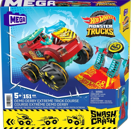 MEGA Hot Wheels, Zestaw Monster Trucks Demo Derby, Ekstremalna sztuczka, HNG53 Mega