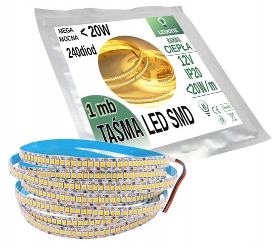 MEGA mocna Taśma 240 diod/m LED 12V smd2835 IP20 barwa ciepła 1mb LED-ONE