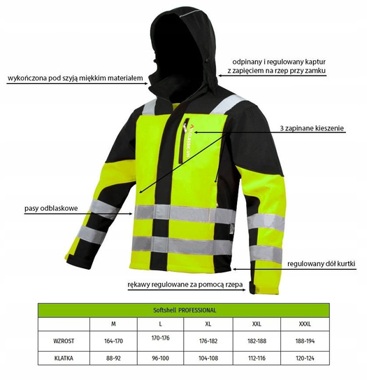 MEGA ODPORNY SOFTSHELL SCANIA KURTKA Z KAPTUREM TWÓJ NADRUK ODBLASKOWA ...