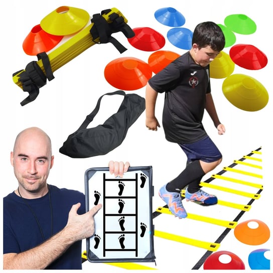 MEGA SET PIŁKARSKI DRABINKA KOORDYNACYJNA PACHOŁKI  TECHNIKA Football NettleTREE