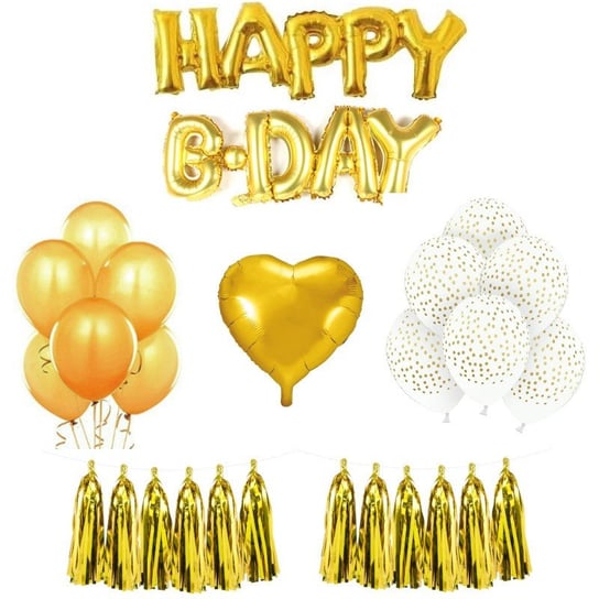 Mega zestaw balonów urodzinowych, złoty NiebieskiStolik