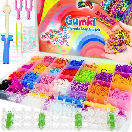 Mega zestaw gumki do robienia bransoletek xxl na prezent duży 6800 szt diy Memflow