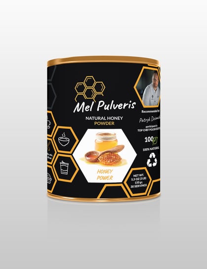 Mel Pulveris Honey Powder Natural, Miód w Proszku, 150g Mel Pulveris