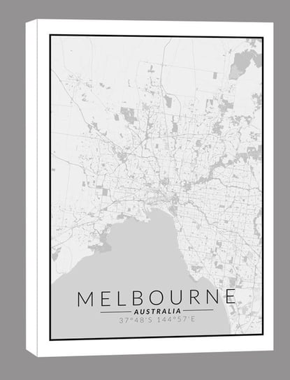 Melbourne mapa czarno biała - obraz na płótnie 40x60 cm Inny producent