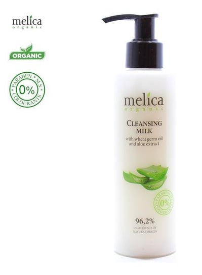 Melica Organic, mleczko oczyszczające do twarzy z olejkiem pszenicy i ekstraktem aloesu, 200 ml Melica Organic