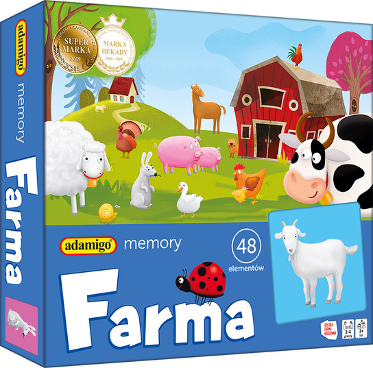 Memory - Farma, Adamigo, 48 elementów, gra planszowa Adamigo