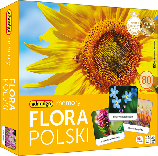Memory - Flora Polski, gra, Adamigo, 80 elementów, gra planszowa Adamigo