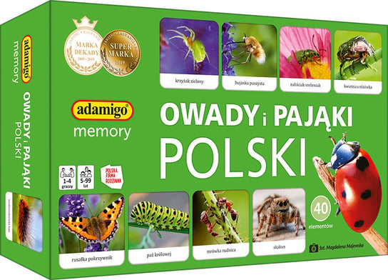 Memory - Owady i pająki Polsk, gra, Adamigo, 40 elementów Adamigo