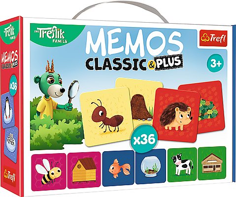 Memos classic&plus - Zwierzęta i ich domki - Rodzina Treflików, 02333  gra pamięciowa Trefl Trefl