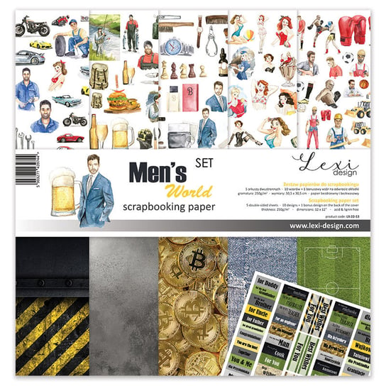 Men’s World SET- zestaw papierów - 30,5 cm x 30,5 cm - Lexi Design Lexi Design