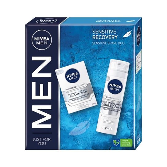 Men Sensitive Recovery zestaw prezentowy balsam po goleniu 100ml + pianka do golenia 200ml Nivea