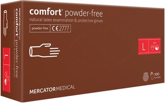 Mercator Comfort, Rękawice Lateksowe Bezpudrowe, L, 100 Szt. Mercator Medical