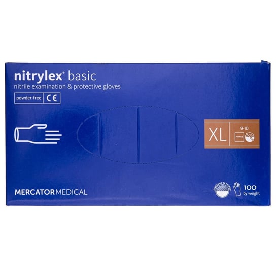 Mercator Medical, Nitrylex, rękawiczki nitrylowe basic XL, 100 szt. Mercator Medical