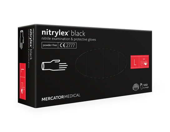 Mercator Medical, Nitrylex, rękawiczki nitrylowe black L, 100 szt. Mercator Medical