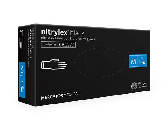 Mercator Medical, Nitrylex, rękawiczki nitrylowe black M, 100 szt. Mercator Medical