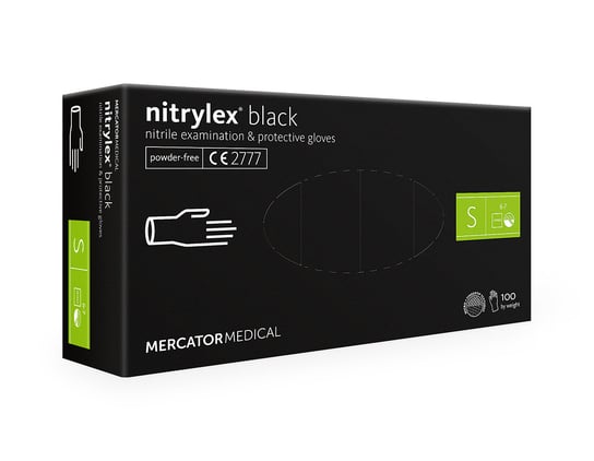 Mercator Medical, Nitrylex, rękawiczki nitrylowe black S, 100 szt. Mercator Medical