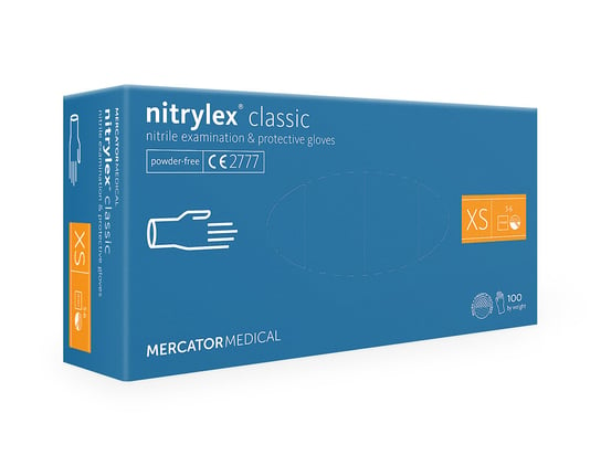 Mercator Medical, Nitrylex, rękawiczki nitrylowe classic XS, 100 szt. Mercator Medical