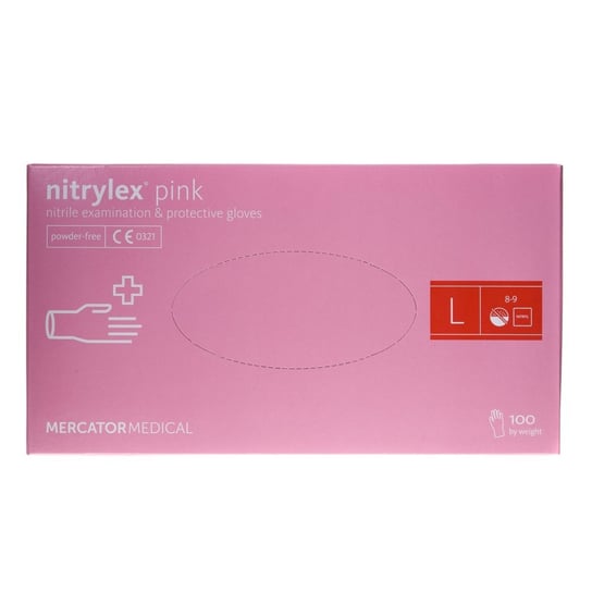 Mercator Medical, Nitrylex, rękawiczki nitrylowe pink L, 100 szt. Mercator Medical