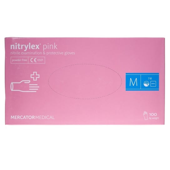 Mercator Medical, Nitrylex, rękawiczki nitrylowe pink M, 100 szt. Mercator Medical