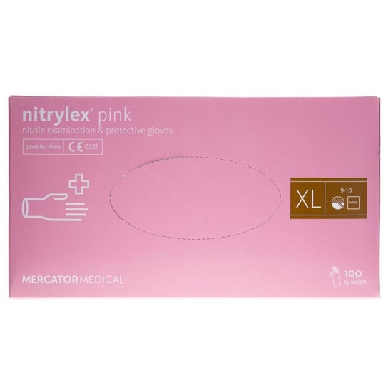 Mercator Medical, Nitrylex, rękawiczki nitrylowe pink XL, 100 szt. Mercator Medical