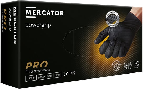 Mercator Medical, Powergrip, rękawiczki ochronne Black, rozmiar L, 50 szt. Mercator Medical