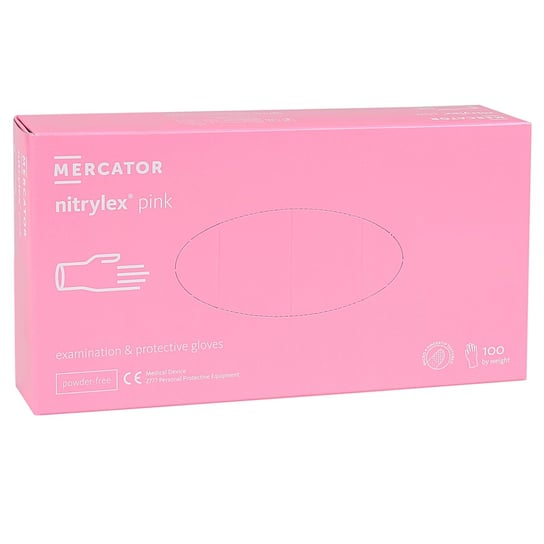 Mercator Medical, Różowe rękawiczki nitrylowe Pink, rozm. L, 100 szt. Mercator Medical