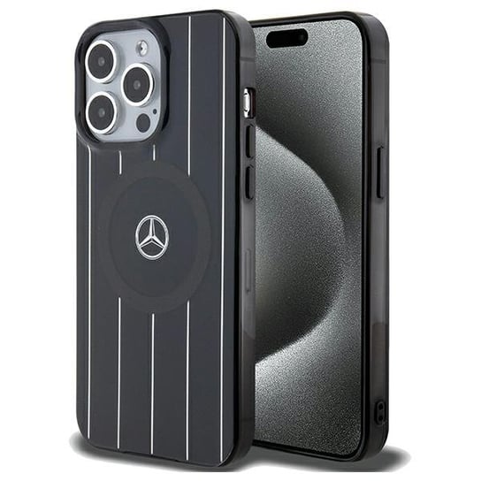 Mercedes Etui Obudowa Pokrowiec Do Iphone 15 Pro Max 6.7" Czarny/Black Hardcase Double Layer Crossed Lines Magsafe Mercedes