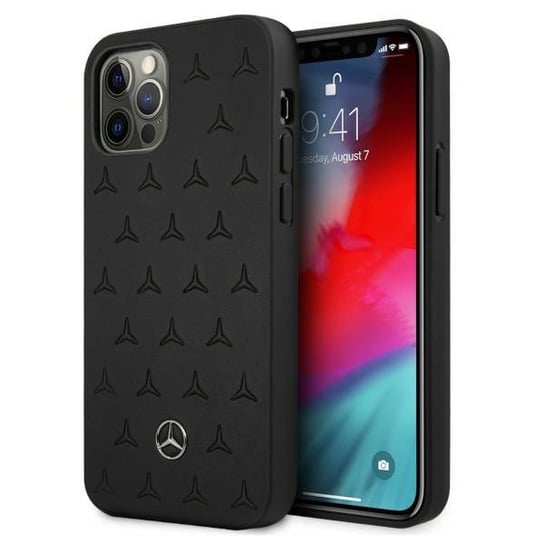 Mercedes MEHCP12MPSQBK iPhone 12/12 Pro 6,1" czarny/black hardcase Leather Stars Pattern Mercedes