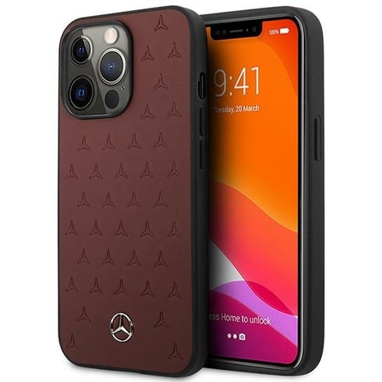 Mercedes MEHCP13XPSQRE iPhone 13 Pro Max 6,7" czerwony/red hardcase Leather Stars Pattern Mercedes