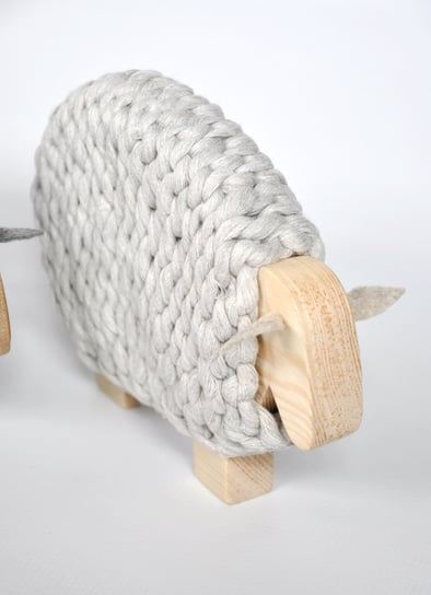 Merino, australijska owieczka, drewniany baranek w sweterku, mały, naturalny / Oldtree design Inna marka
