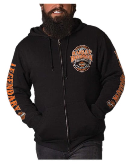 Męska bluza z kapturem z mieszanki polaru i mieszanki Harley-Davidson®, czarna Harley-Davidson