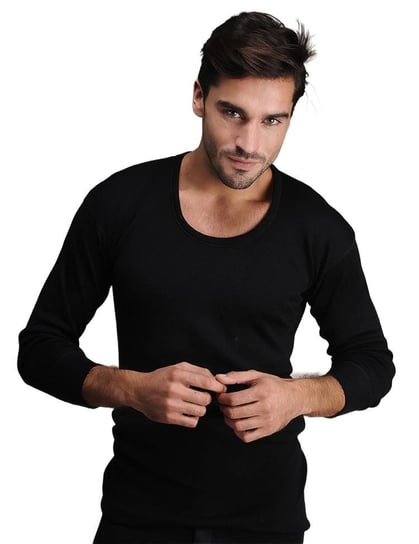 Męska Czarna Koszulka z Długim Rękawem z Wełny Merino XL Woolona