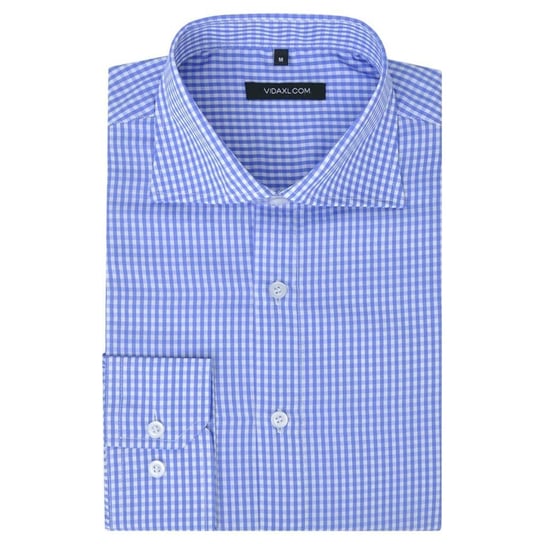 Męska koszula biznesowa biała w błękitną kratkę rozmiar S vidaXL